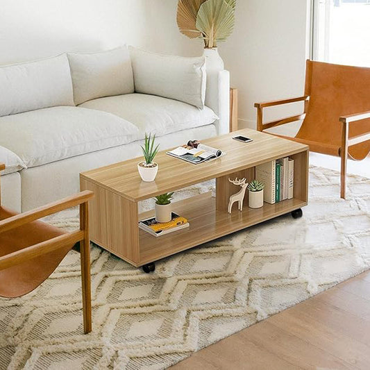 Junco Engineered Wooden Center Table with Wheels