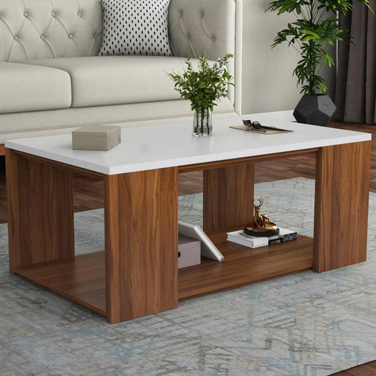 Junco Rectangular Coffee Table with Frosty White Top