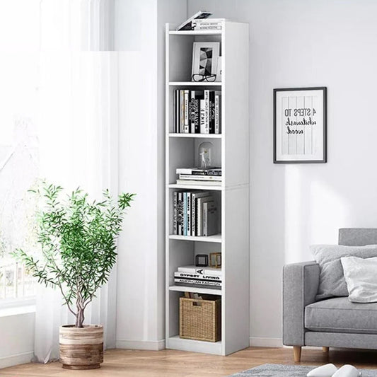 Junco 6 Layer Wood Bookshelf Decor Storage (White)