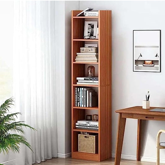 Junco 6 Layer Wood Bookshelf Decor Storage (Oak Brown)