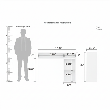 Junco Foldable dining table with docking White